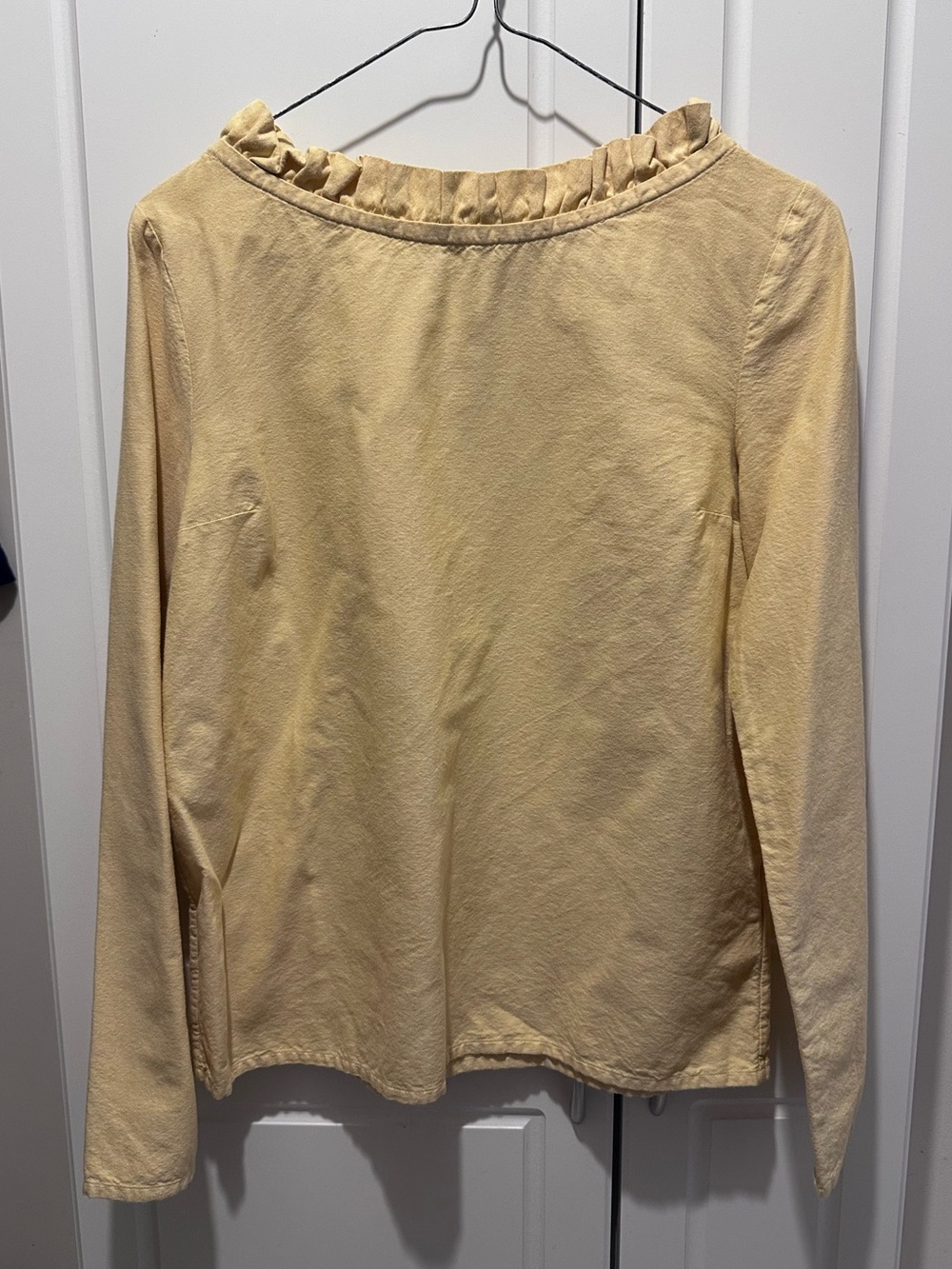 COS 100% Cotton Blouse with Ruffled Collar and Cuffs Long Sleeve Sunny Colour